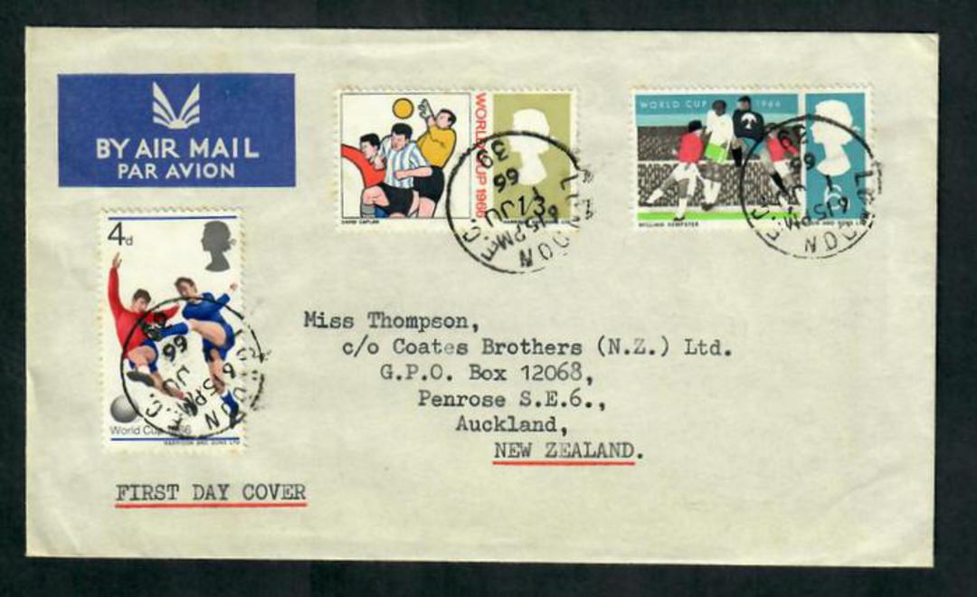GREAT BRITAIN 1966 World Cup. Set of 3 on first day cover. - 31789 - FDC image 0
