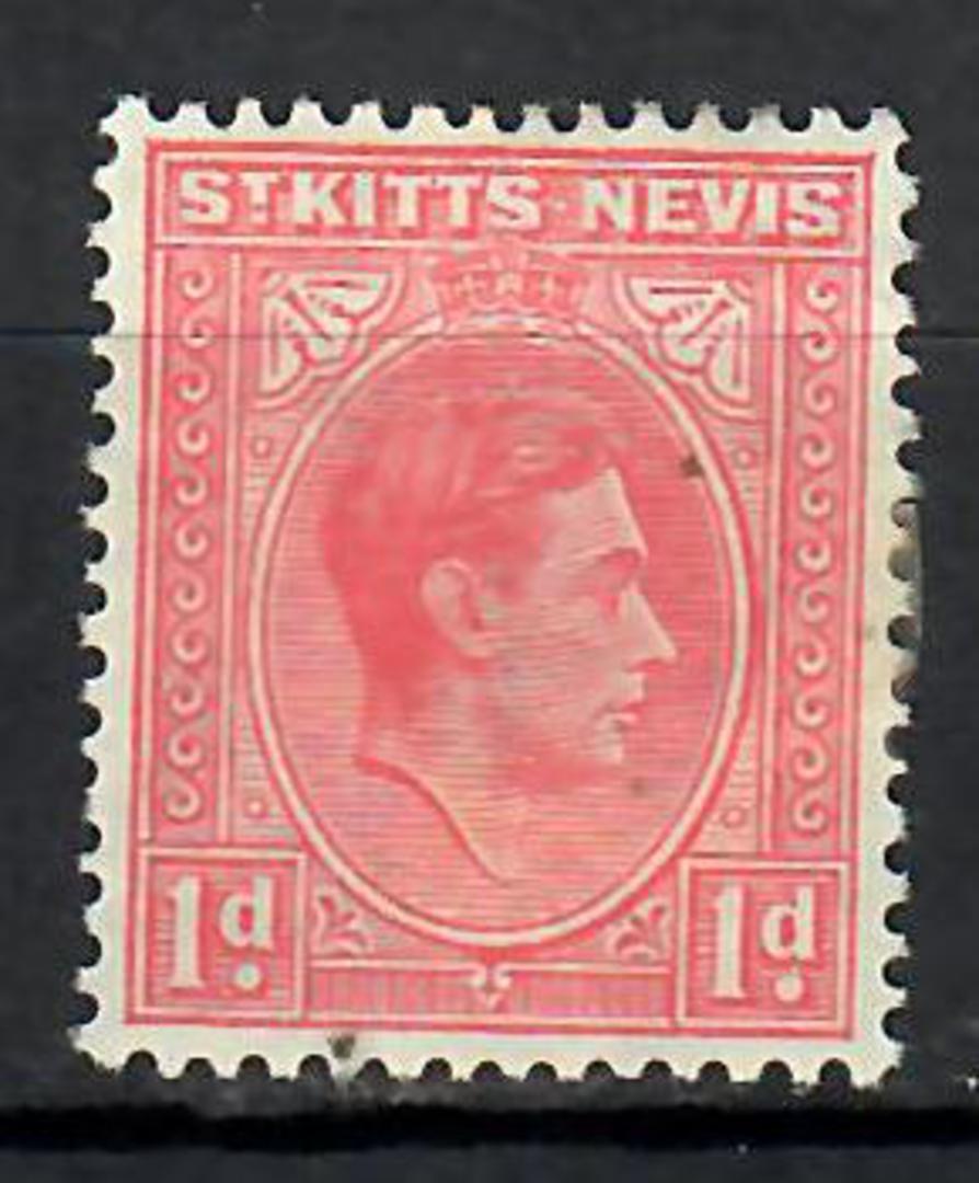 ST KITTS NEVIS 1938 Geo 6th Definitive 1d Carmine-Pink. Hinge remains. - 70873 - Mint image 0
