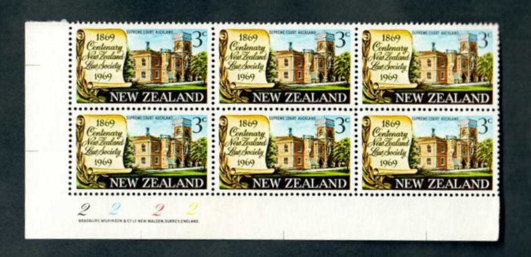 NEW ZEALAND 1969 Centenary of the New Zealand Law Society 3c. Plate Block 2222. - 56326 - UHM image 0