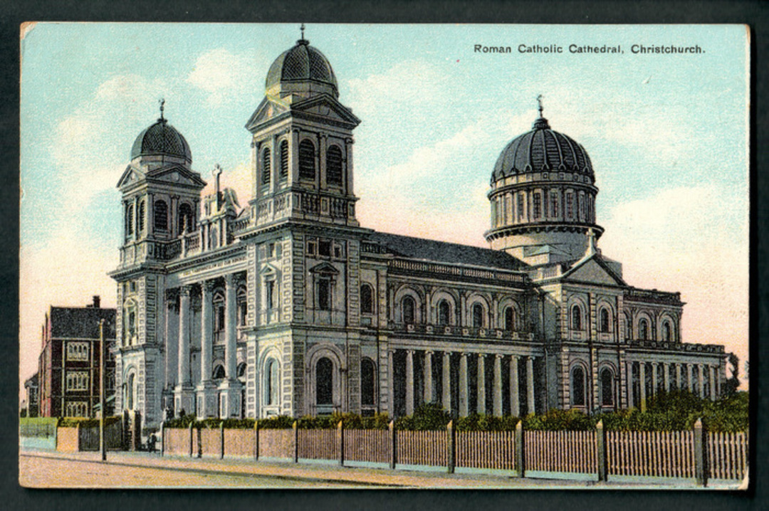 Coloured postcard of Roman Catholic Cathedral Christchurch. - 48341 - Postcard image 0