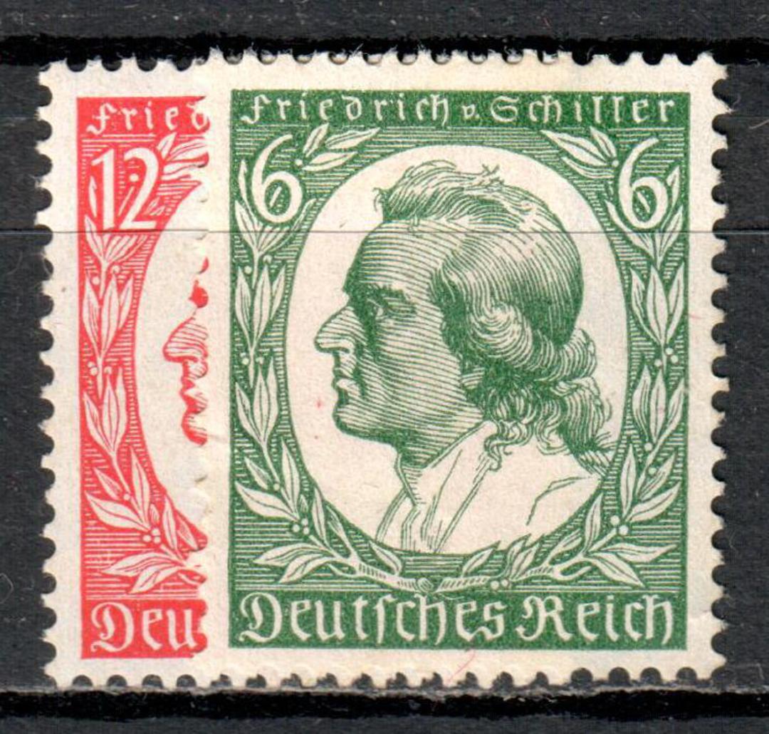 GERMANY 1934 175th Birth Anniversary of Schiller. 12 pf Carmine. The lower value illustrated is MNG. - 71896 - UHM image 0