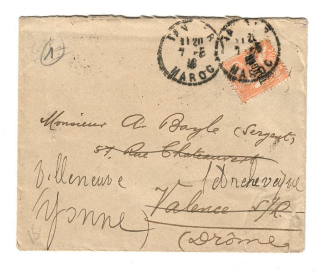 TANGER 1916 Letter to France. Readdressed. - 37720 - PostalHist image 0