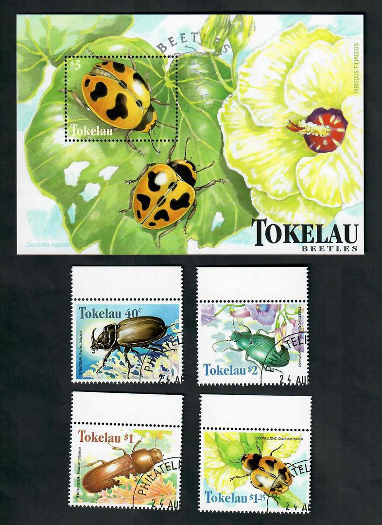 TOKELAU ISLANDS 1998 Beetles. Set of 4 and miniature sheet. - 20557 - CTO image 0