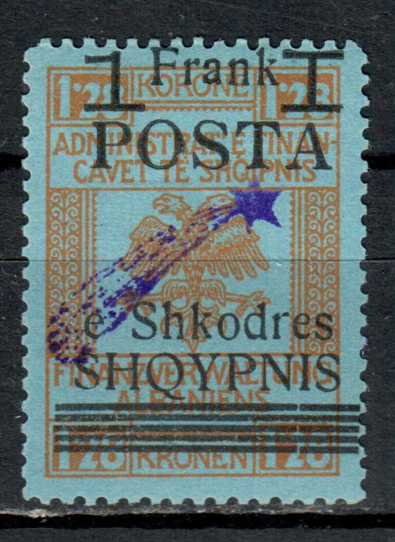 ALBANIA 1919 Overprint Comet with straight tail 1fr on 28k Brown on blue. - 78816 - Mint image 0