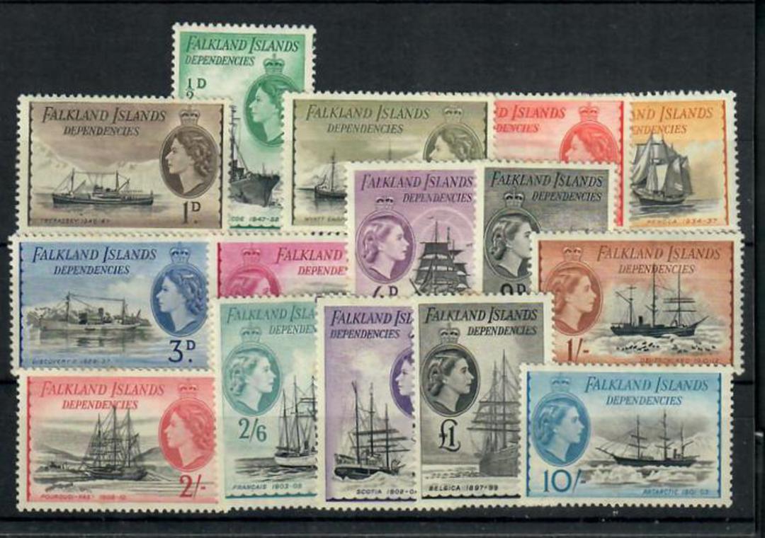 FALKLAND ISLANDS DEPENDENCIES 1954 Elizabeth 2nd Definitives. Set of 15. - 21566 - LHM image 0