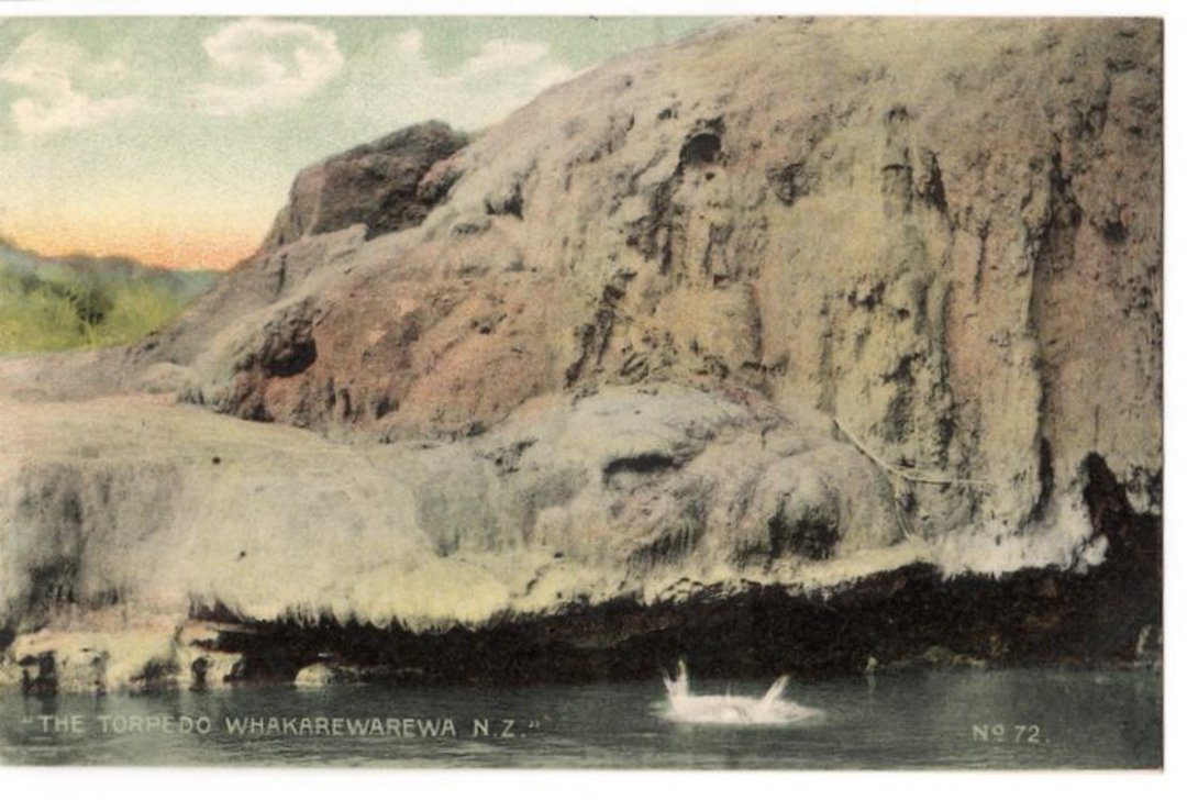 Coloured postcard of The Torpedo Whakarewarewa. - 46094 - Postcard image 0