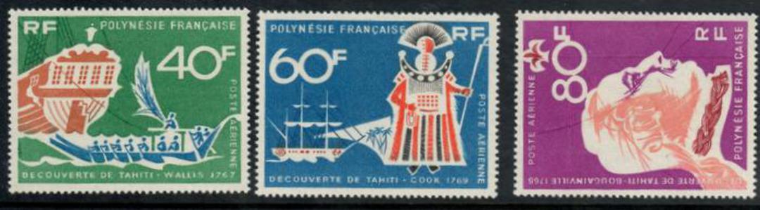 FRENCH POLYNESIA 1968 Bicentenary of the Discovery of Tahiti. Set of 3. Very lightly hinged. The top value is never hinged. - 50 image 0