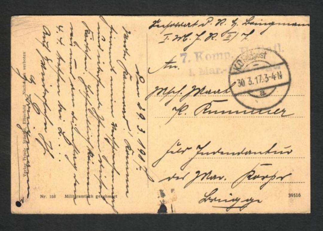 GERMANY 1917 Feldpost . Censor cachet. - 32397 - PostalHist image 0