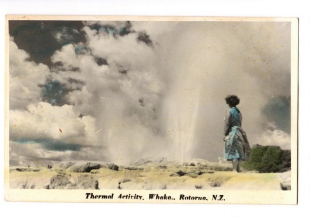 Tinted Postcard by N S Seaward of Thermal Activity Rotorua. - 46175 - Postcard image 0