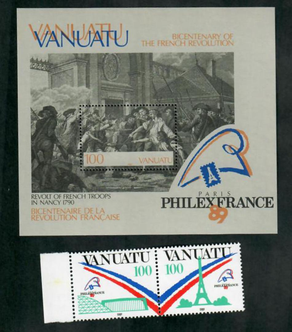 VANUATU 1989 PhilexFrance '89 International Stamp Exhibition. Set of 2 and miniature sheet. - 50937 - UHM image 0