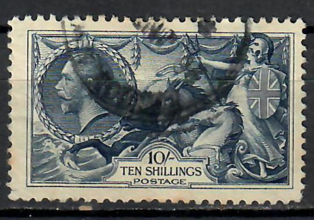 GREAT BRITAIN 1934 Geo 5th Definitive 10/- Indigo. Re-engraved with cross-hatching. Parcel cancel but the profile is clear. - 39 image 0