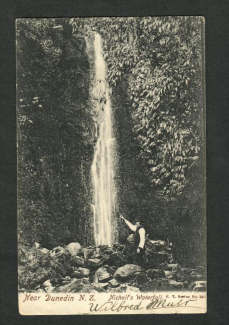 Early Undivided Postcard of Nicholls Waterfall near Dunedin. Wellington to Napier Railway Travelling Post Office Postmark - 4923 image 0