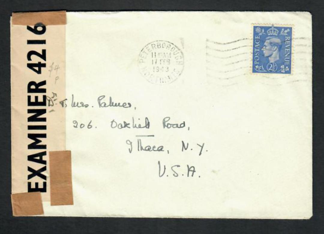 GREAT BRITAIN 1943 Letter from Peterborough to USA. Opened by Examiner 4216. - 32358 - PostalHist image 0