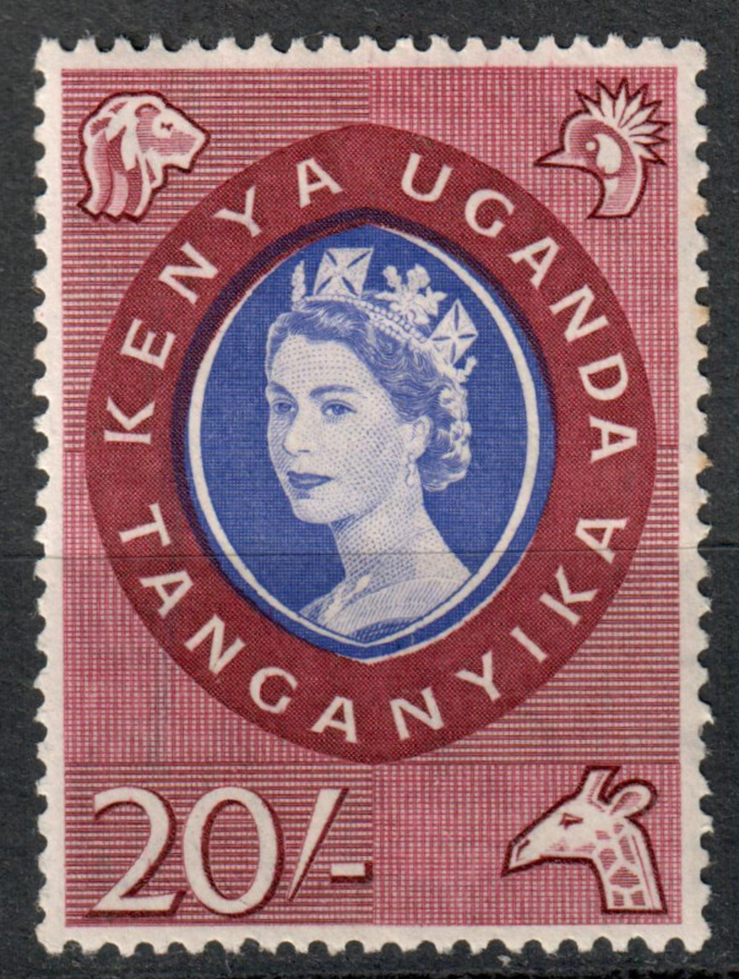 KENYA UGANDA TANGANYIKA 1960 Elizabeth 2nd Definitive 20/- Violet-Blue and Lake. - 8110 - Mint image 0