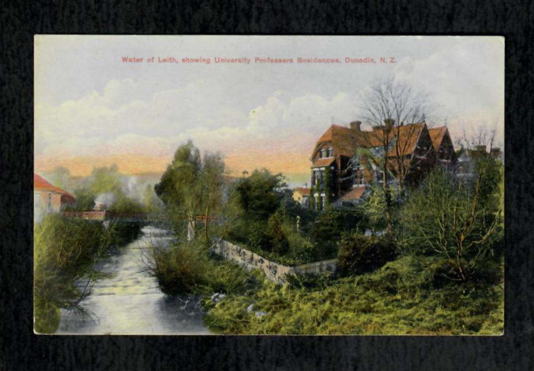 Coloured postcard of Water of Leith showing University Professors Residences. - 49101 - Postcard image 0
