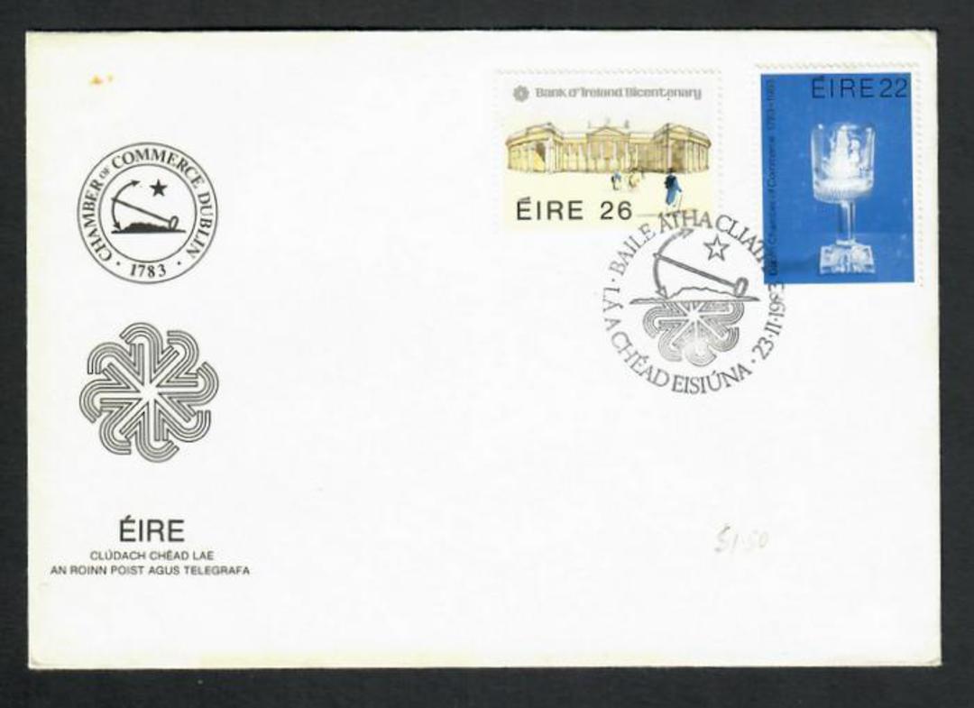 IRELAND 1983 Bicentenary of the Bank of Ireland and the Chamber of Commerce. Set of 2 on first day cover. - 31852 - FDC image 0