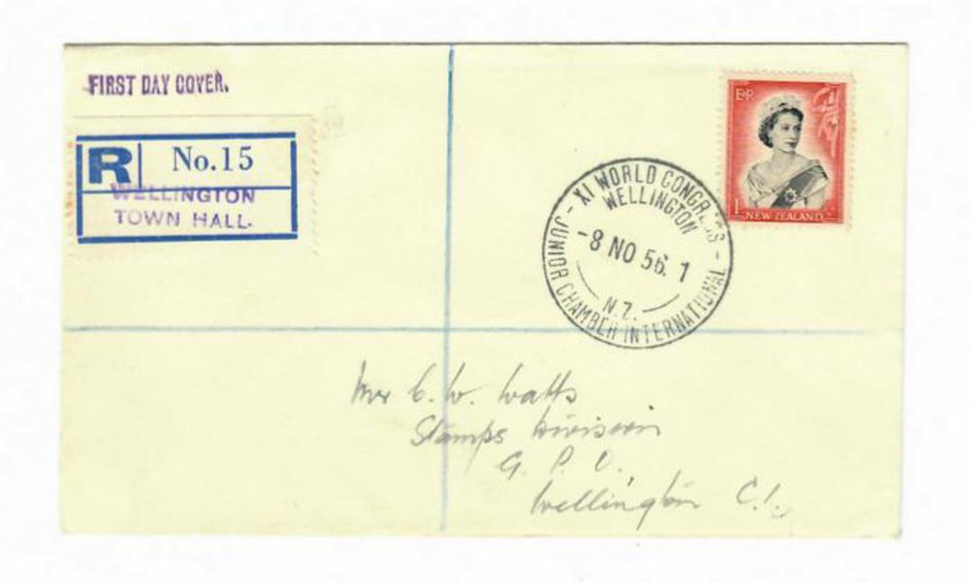 NEW ZEALAND Postmark Wellington JUNIOR CHAMER INTERNATIONAL. Fine item on registered cover. Postmarked 8/11/56. - 30092 - Postma image 0