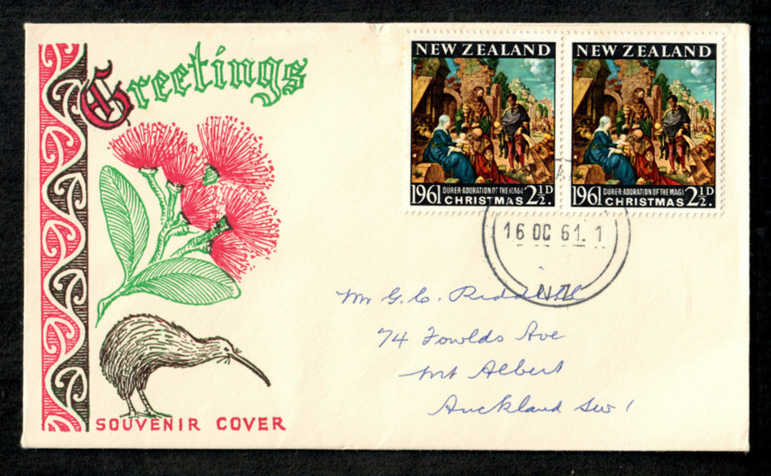 NEW ZEALAND 1961 Christmas on illustrated souvenir cover. - 36449 - PostalHist image 0