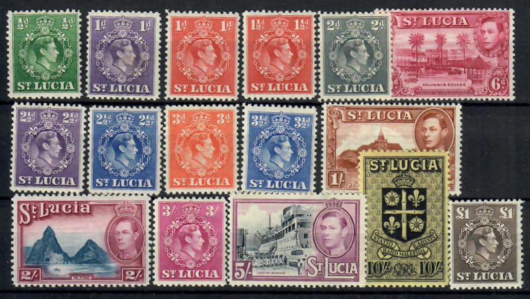 ST LUCIA 1938 Geo 6th Definitives. Set of 17. Simplified. - 23007 - LHM image 0