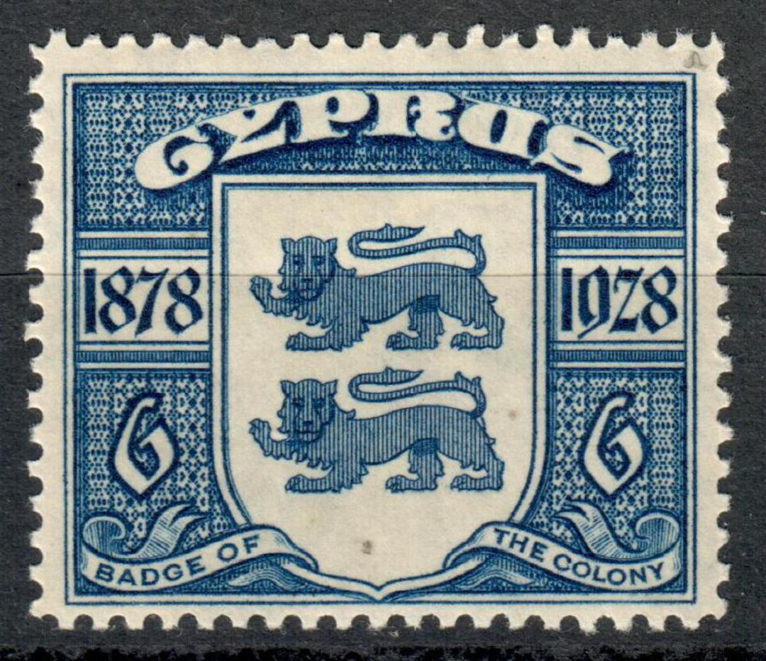 CYPRUS 1928 50th Anniversary of British Rule 6 pi Blue. - 7532 - LHM image 0