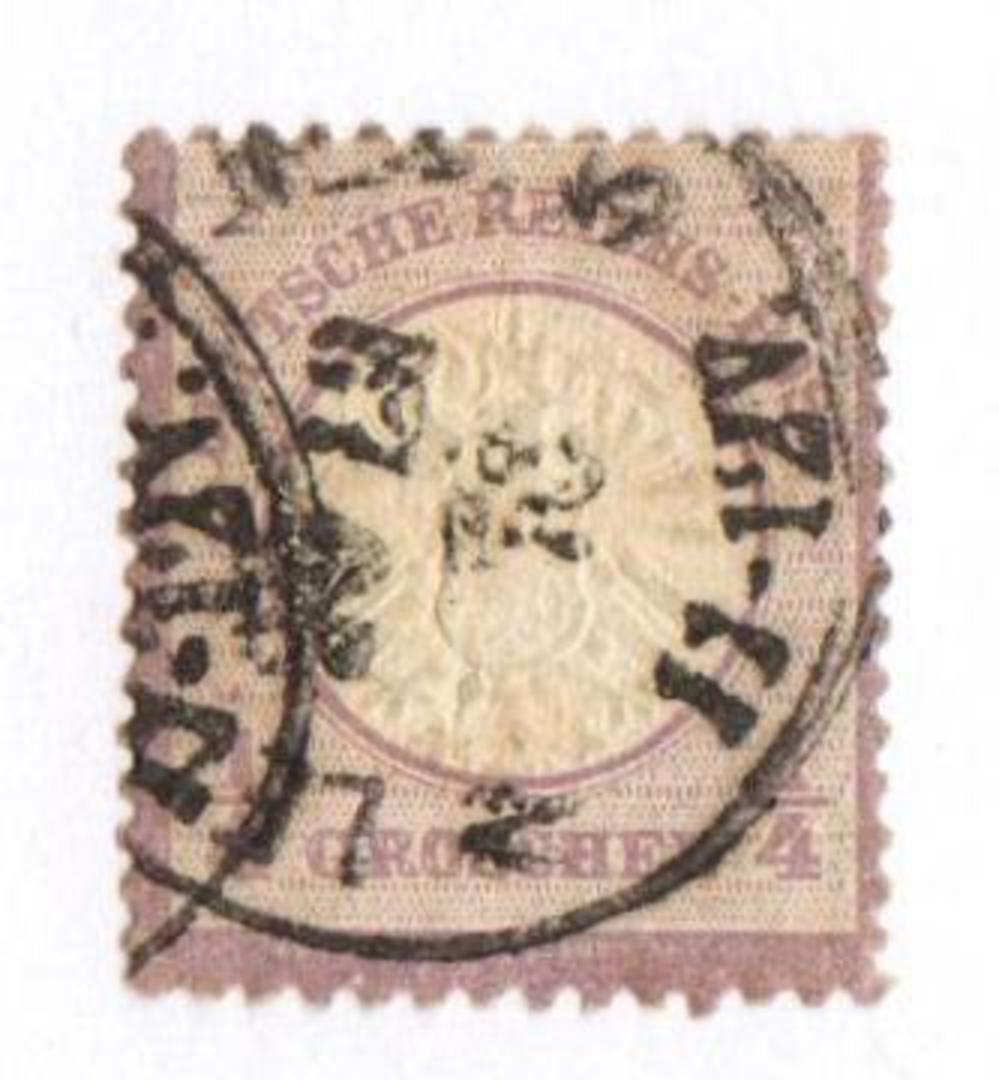 GERMANY 1872 Thaler Currency Large Shield Definitive 1/4 gr Purple. Heavy postmark. - 75466 - Used image 0