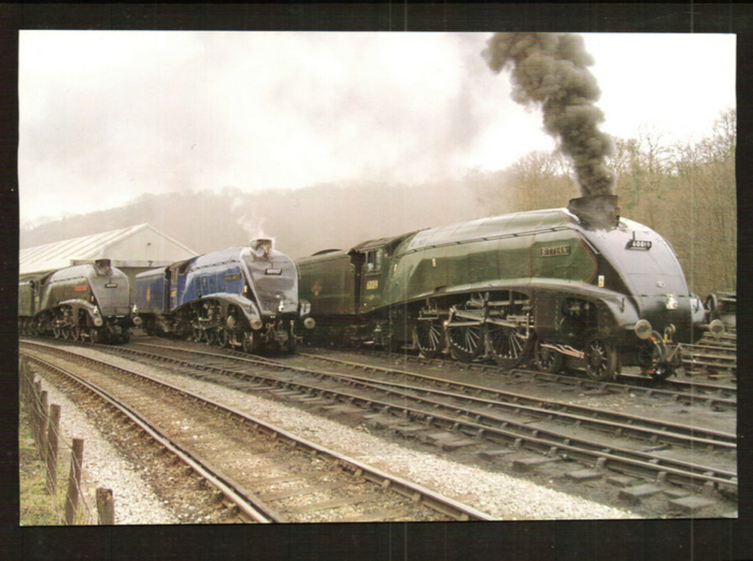 Modern Postcard of A4s at Grosmont in 2008. #60009 Union of South Africa, 60007 Sir Nigel Gresley, and 60019 Bittern. - 440026 - image 0