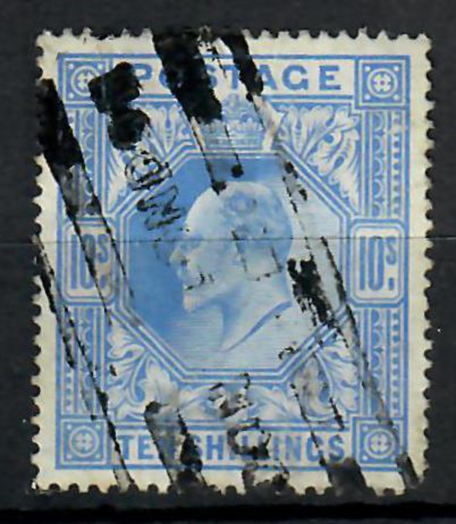 GREAT BRITAIN 1901 Edward 7th Definitive 10/-Ultramarine. Roller cancel applied diagonally. Heavy in places but frames the face. image 0