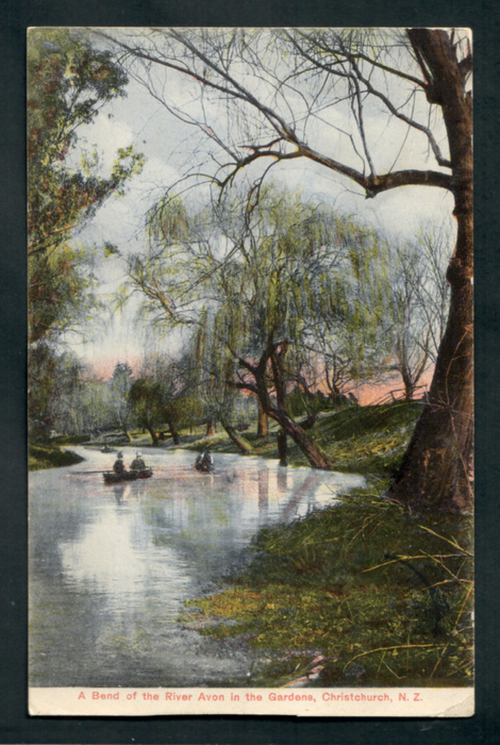 Coloured Postcard. A bend od the River Avon in the Gardens Christchurch. - 248351 - Postcard image 0