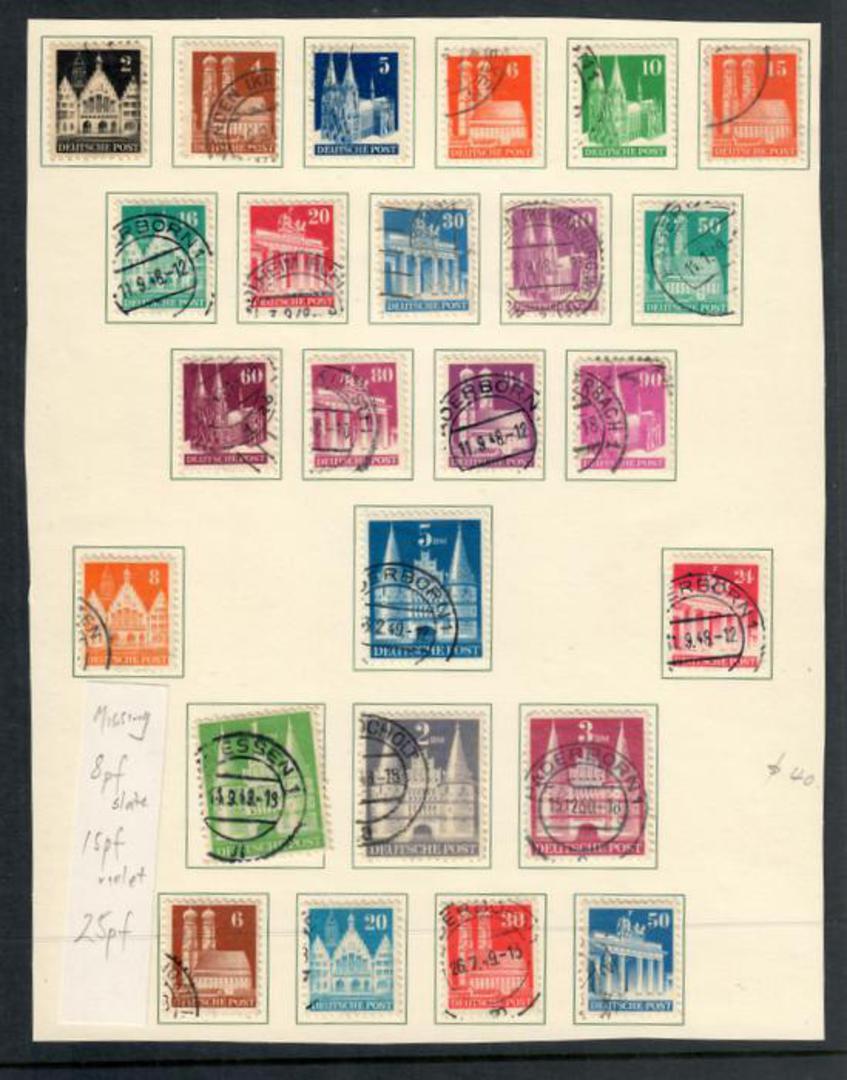 GERMANY Allied Occupation British and American Zones 1948 Definitives. Set of 25. Missing the 8 pf Slate 15 pf Violet 25 pf Verm image 0