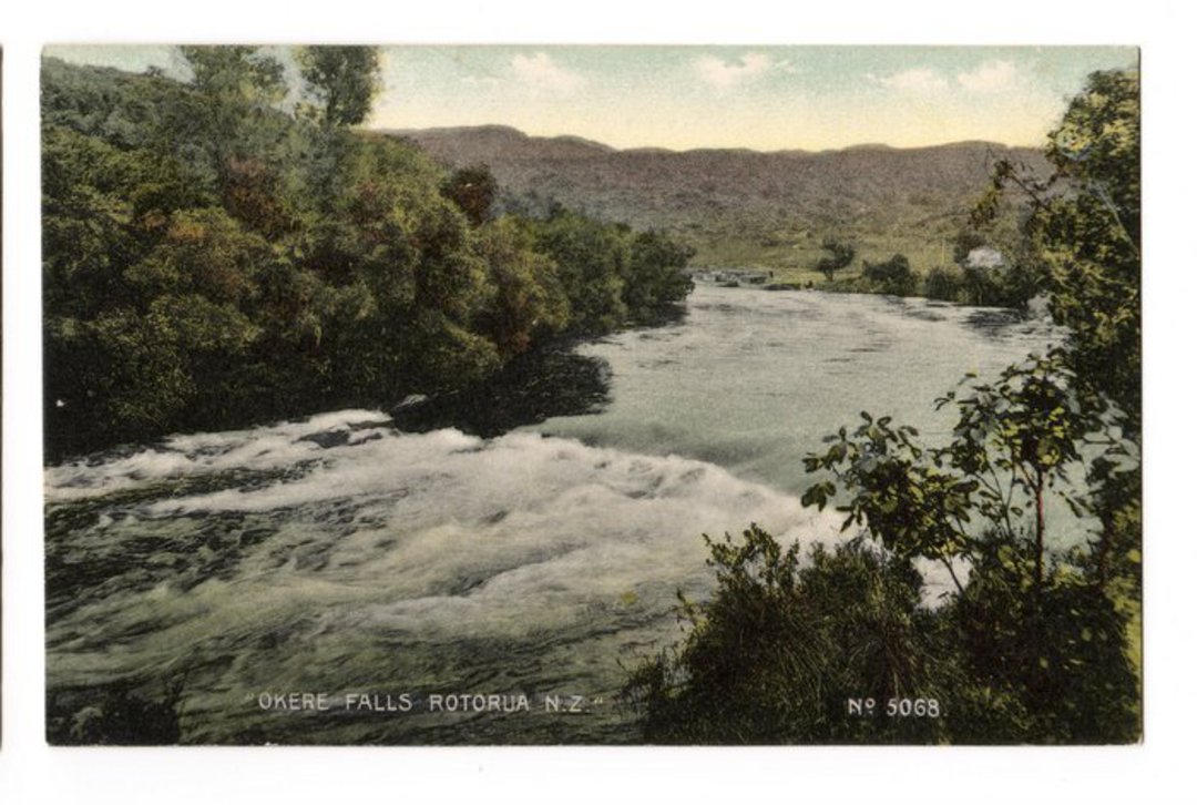 Coloured postcard of Okere Falls Rotorua. - 46105 - Postcard image 0