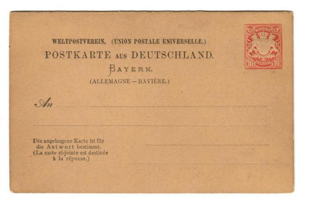 BAVARIA 1878 Reply card in mint condition 10pf Red. From the collection of H Pies-Lintz. - 30981 - PostalHist image 0