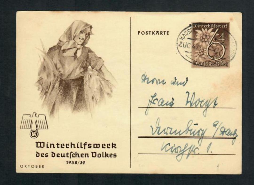 GERMANY 1938 Winter Relief Fund Postcard 6pf+4pf Brown. - 31356 - PostalStaty image 0