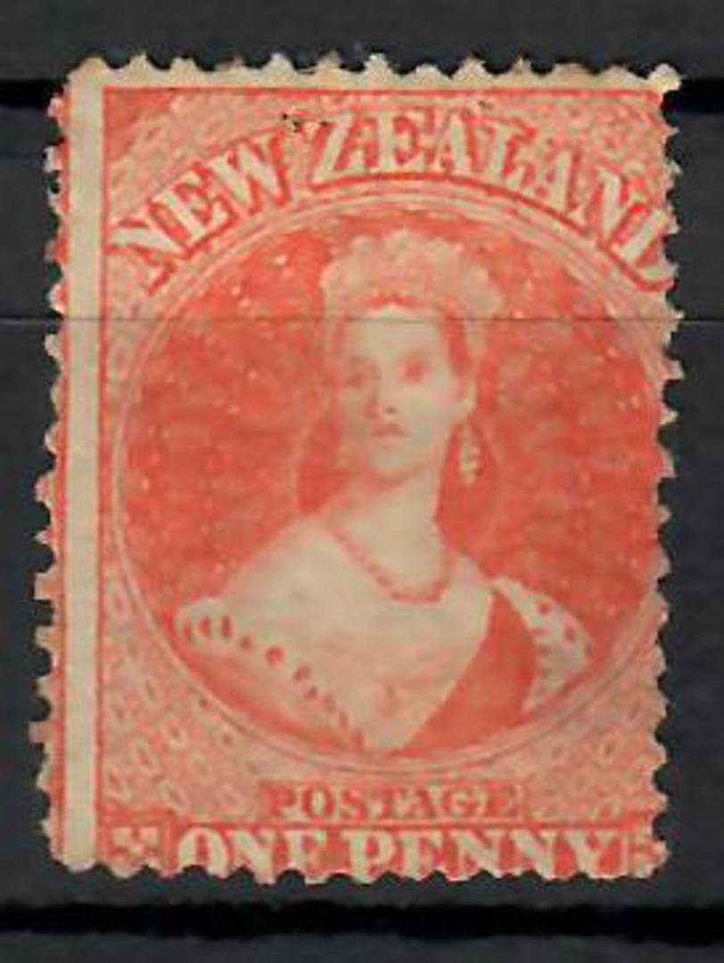 NEW ZEALAND 1862 Full Face Queen 1d Orange. Large Star Watermark. Bright shade. CP A1m(5) $1000.00. - 70465 - Mint image 0