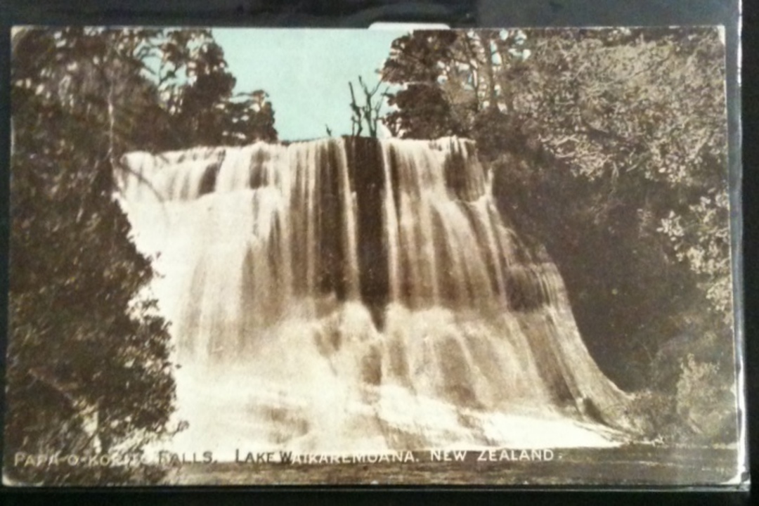Tinted Postcard of Papa-O-Koriko Falls Lake Waikaremoana. - 48196 - Postcard image 0