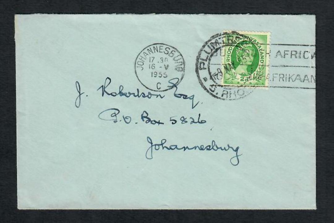 RHODESIA & NYASALAND 1955 Cover to South Africa. Postmark PLUMTREE. - 30628 - PostalHist image 0
