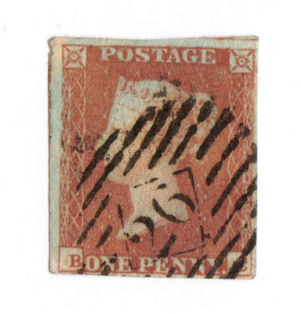 GREAT BRITAIN 1841 1d red -brown. Postmark 26. Four margins. - 70043 - FU image 0