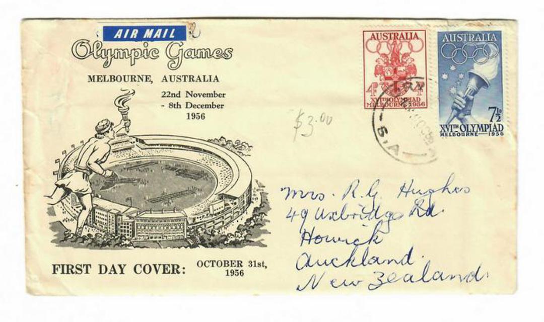 AUSTRALIA 1956 4d Olympics on two illustrated first day covers. - 32018 - PostalHist image 0