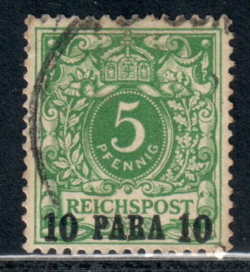 GERMAN POST OFFICES IN the TURKISH EMPIRE 1889 Definitive 1pa on 1pf Yellow-Green. Appears to be an expertising mark on the reve image 0