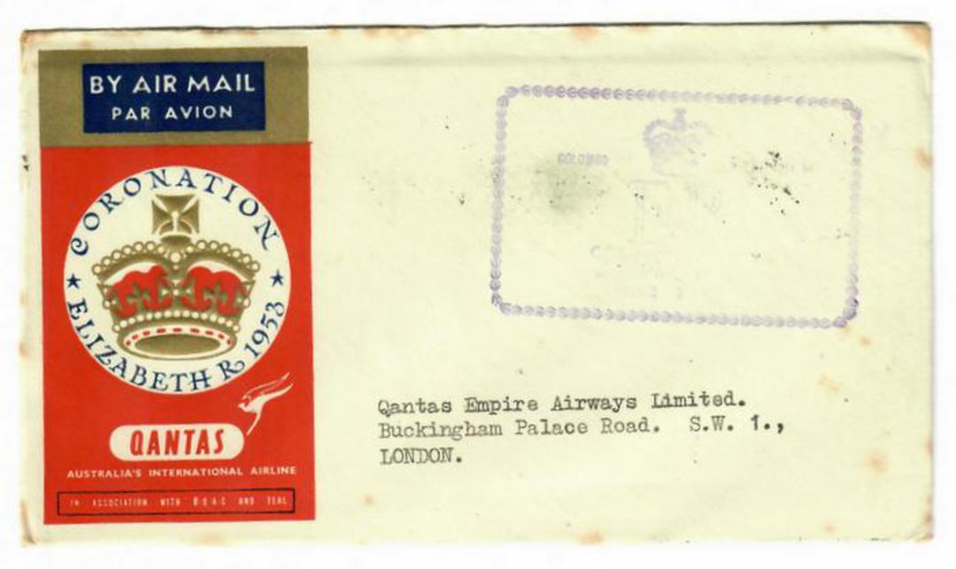 CEYLON 1953 Qantas Coronation Flight Cover from Colombo to London. - 31089 - PostalHist image 0
