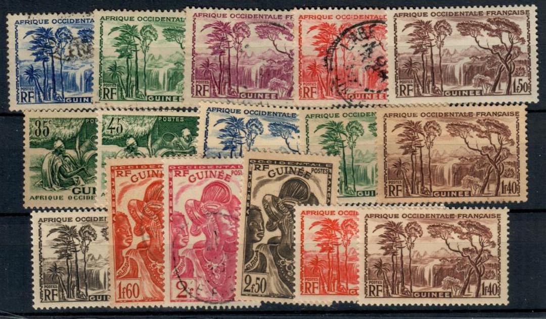 FRENCH GUINEA 1938 Definitives. Set of 33. Two values fine used. - 21447 - Mint image 1