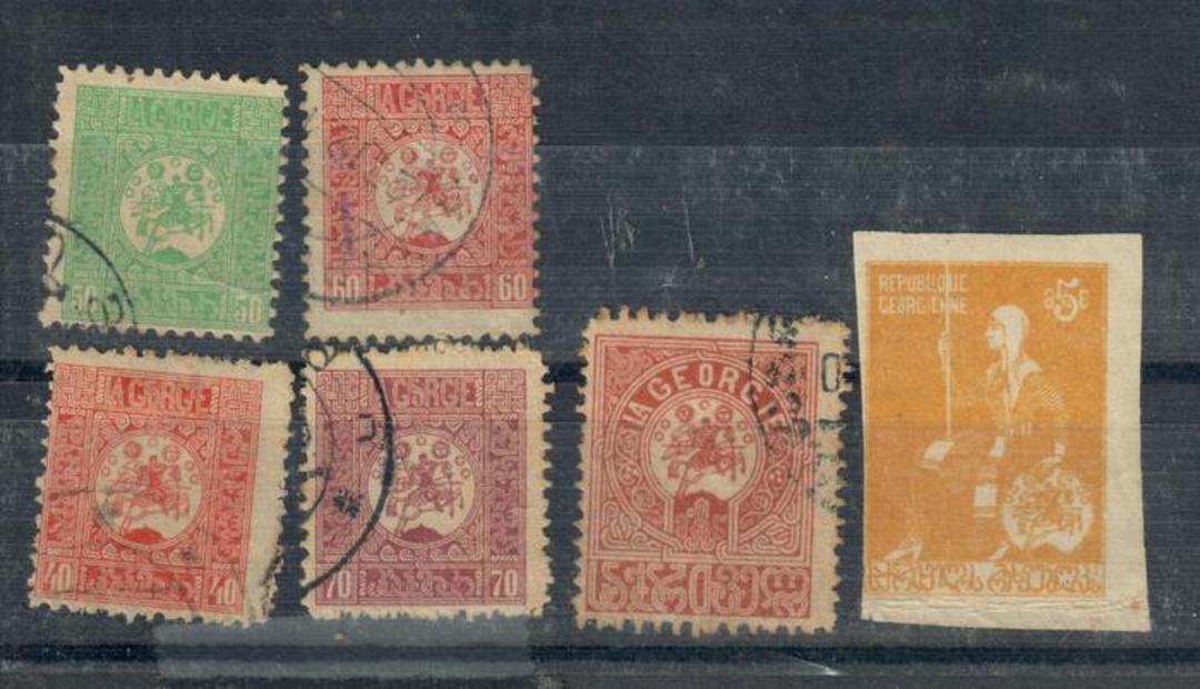 GEORGIA 1919 Five used values from the set and the 5r Yellow in mint condition. - 21351 - Mixed image 0