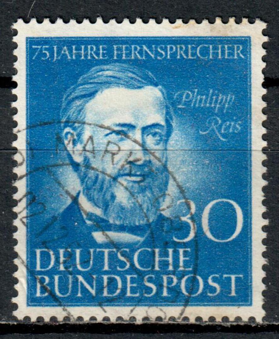 WEST GERMANY 1952 75th Anniversary of the German Telephone Service 30pf Blue. - 73559 - FU image 0