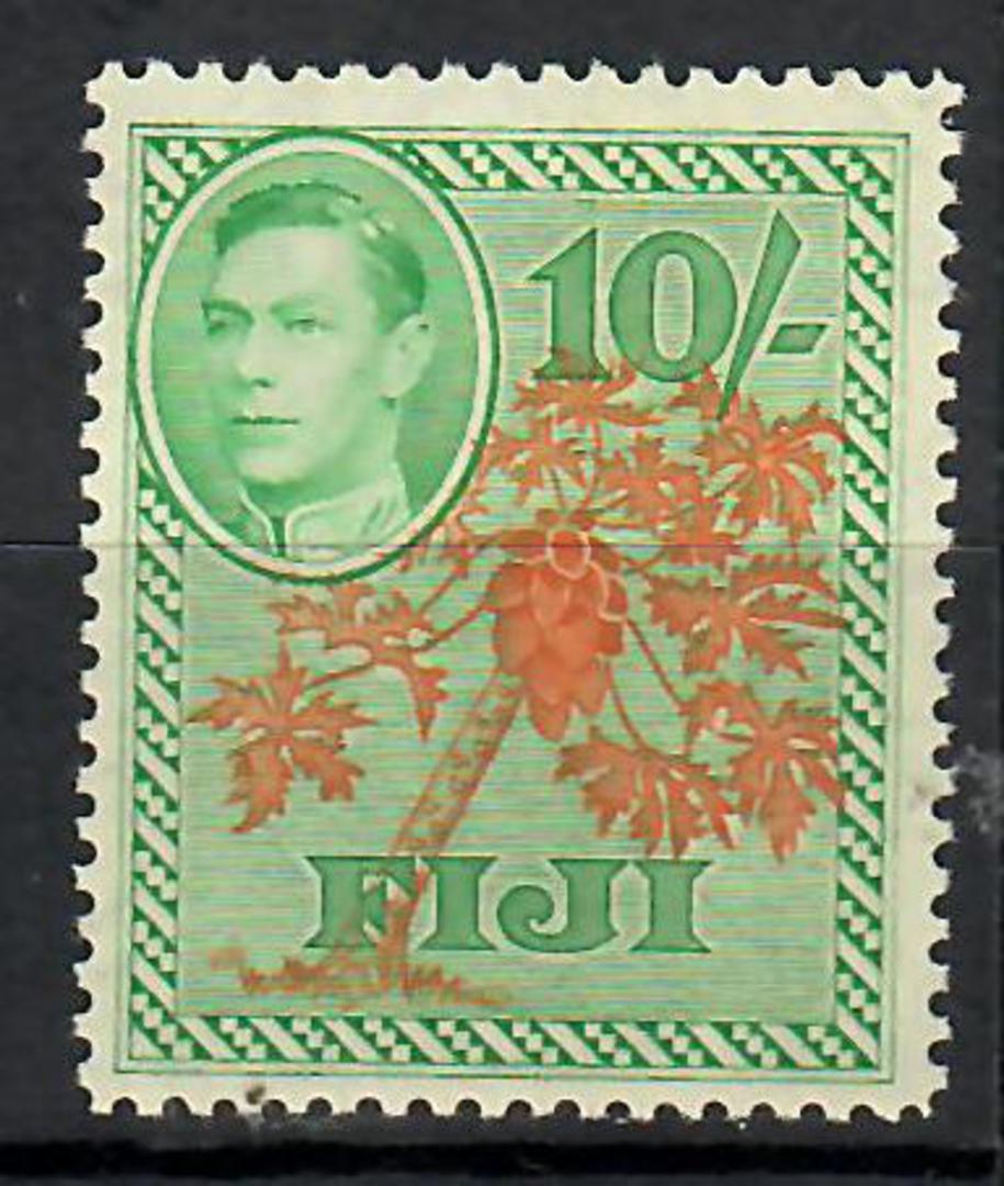 FIJI 1938 Geo 6th Definitive 10/- Orange and Emerald. - 70652 - UHM image 0