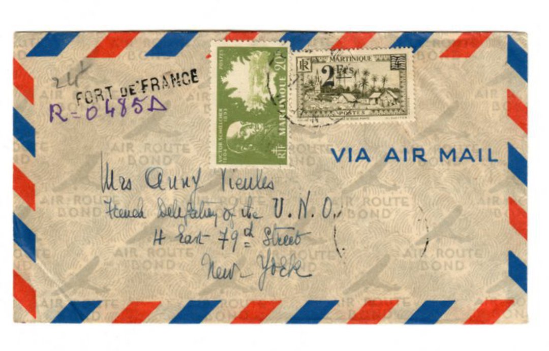 MARTINIQUE 1947 Airmail Letter from Fort de France to New York via Miami. - 37812 - PostalHist image 0