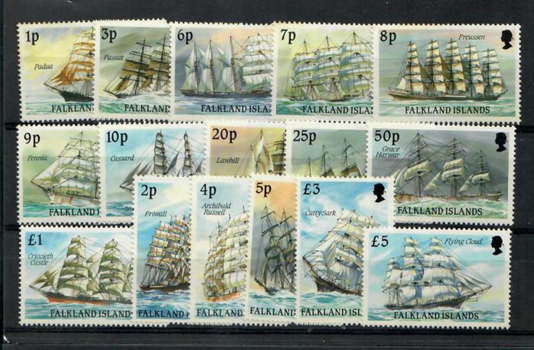 FALKLAND ISLANDS 1989 Definitives. Cape Horn Sailing Ships. Set of 16. - 21592 - UHM image 0