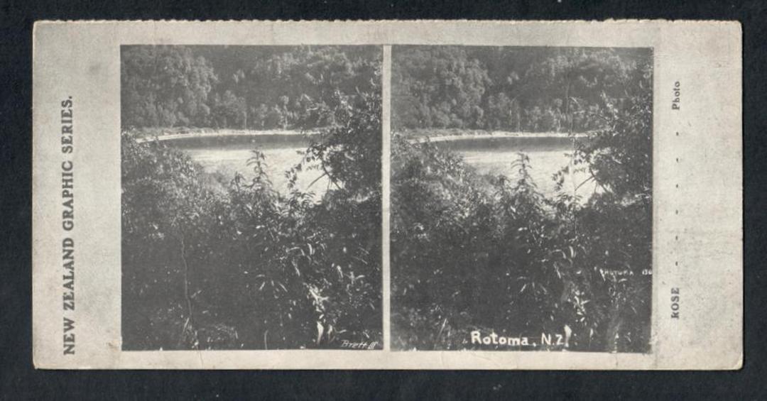Stereo card New Zealand Graphic series of Lake Rotoma. - 140038 - Postcard image 0