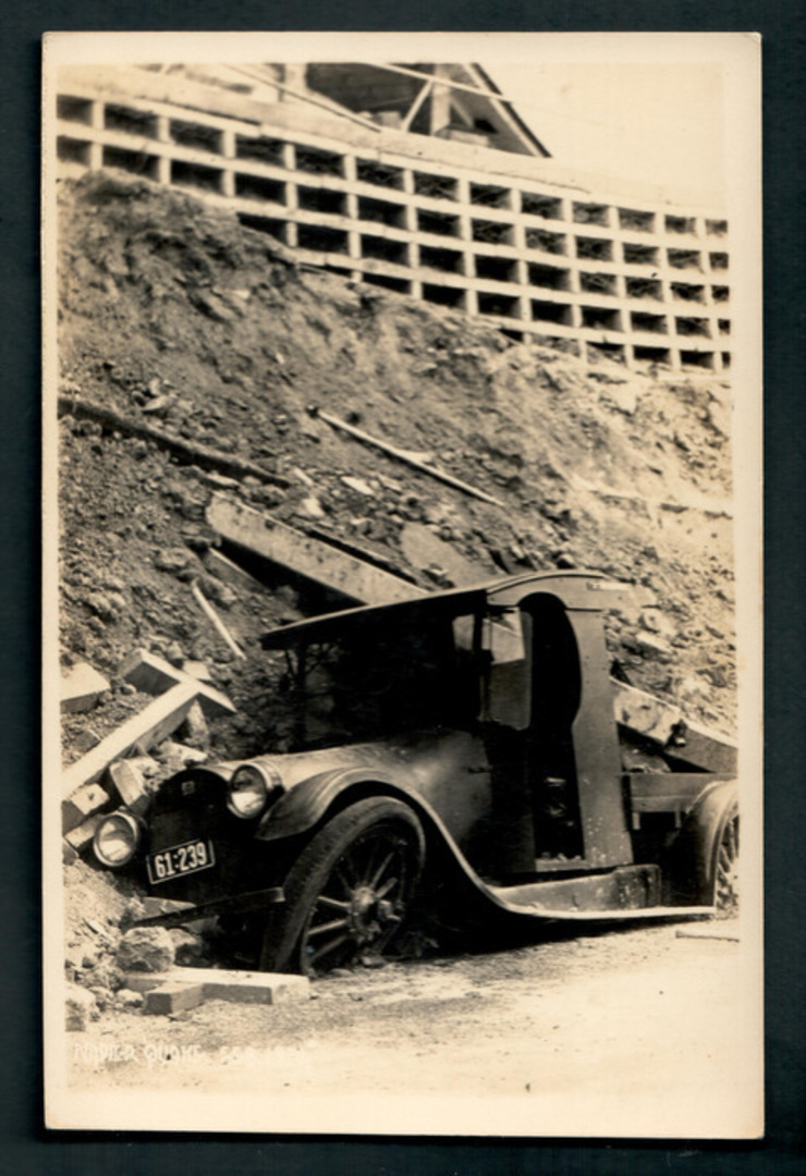 Postcard of Car Damaged by Quake. - 47972 - Postcard image 0