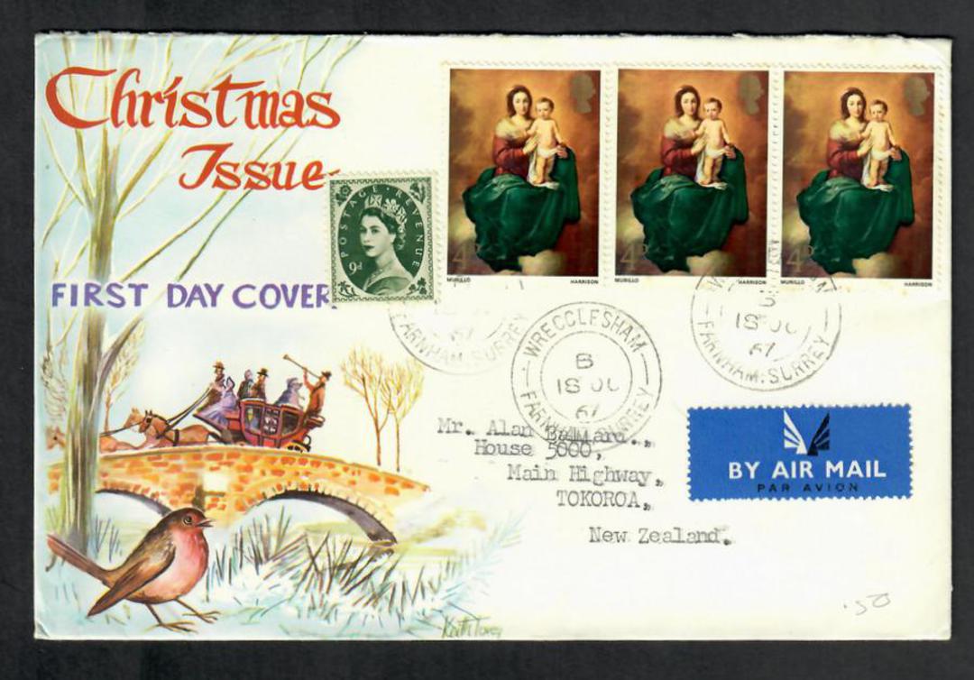 GREAT BRITAIN 1967 Letter to New Zealand on Christmas illustrated cover. - 530365 - PostalHist image 0