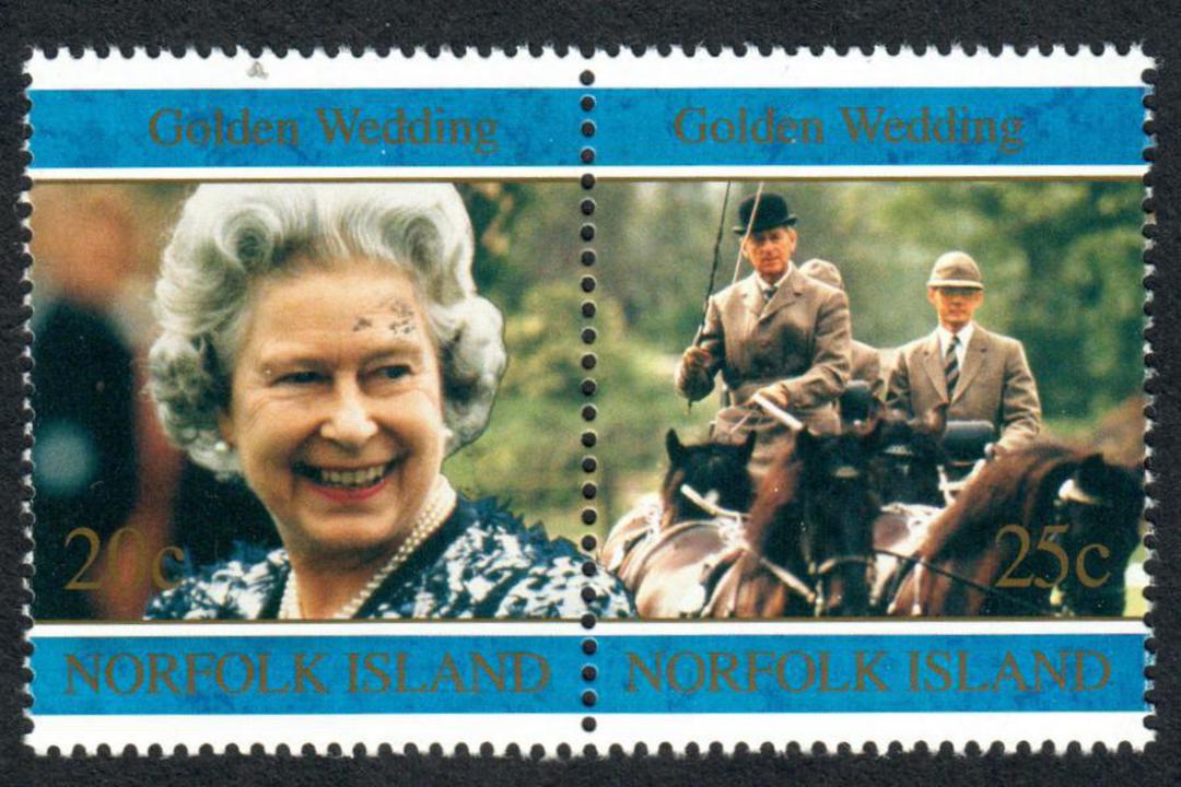 NORFOLK ISLAND 1997 Golden Wedding of Queen Elizabeth 2nd and Prince Philip. Set of 4 in joined pairs and miniature sheet. - 507 image 1
