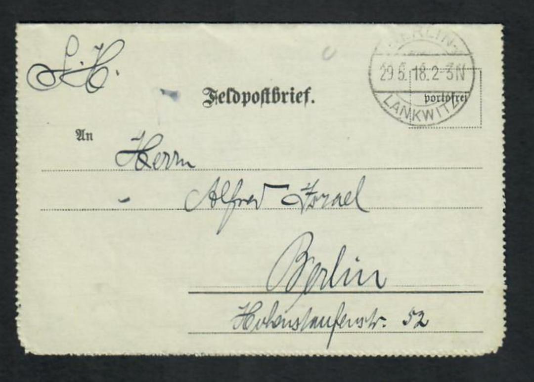 GERMANY 1918 Feldpostbrief to Berlin. - 32334 - PostalHist image 0